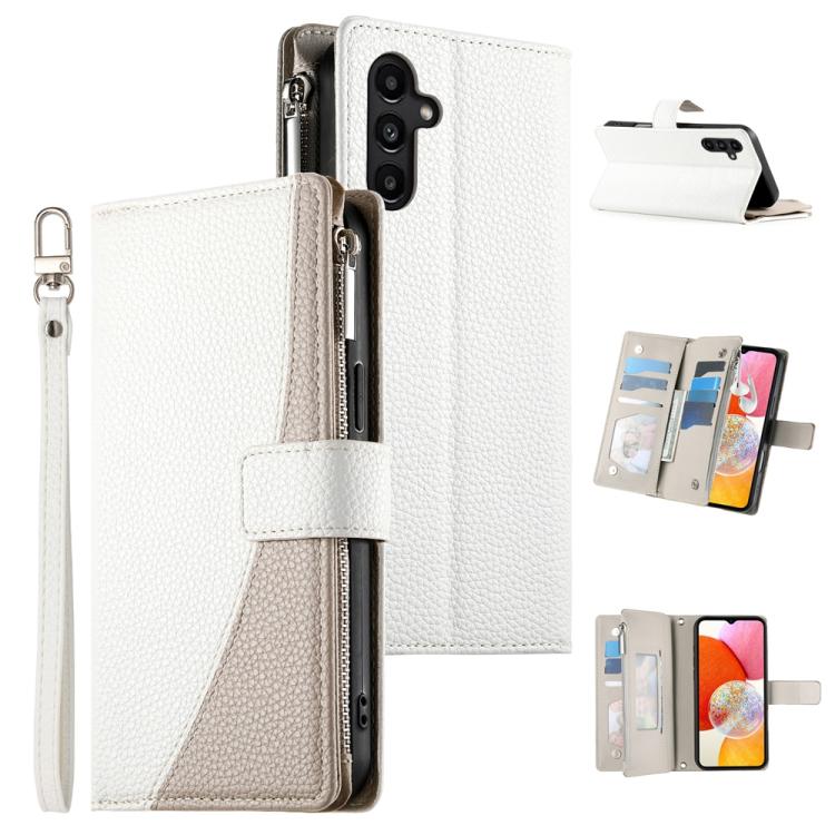 Portafoglio multi-carta con cerniera e cinturino corto, cuciture a vista, custodia per telefono in pelle con cinturino corto., For Samsung Galaxy A25 5G, For Samsung Galaxy A24 4G, For Samsung Galaxy A23 4G / 5G / M13 4G / M23                          ...