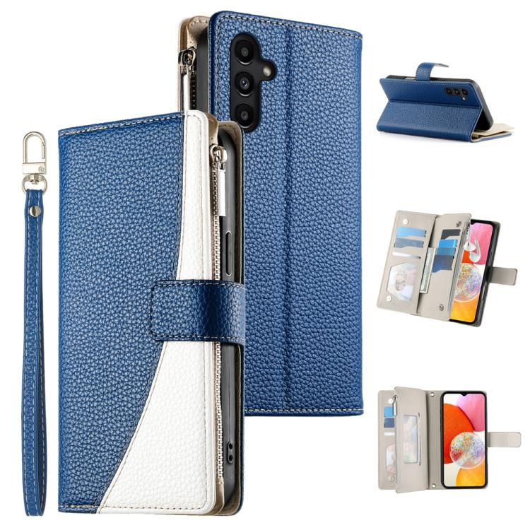 Portafoglio multi-carta con cerniera e cinturino corto, cuciture a vista, custodia per telefono in pelle con cinturino corto., For Samsung Galaxy A25 5G, For Samsung Galaxy A24 4G, For Samsung Galaxy A23 4G / 5G / M13 4G / M23                          ...