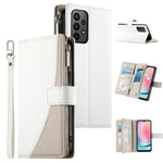 Portafoglio multi-carta con cerniera e cinturino corto, cuciture a vista, custodia per telefono in pelle con cinturino corto., For Samsung Galaxy A25 5G, For Samsung Galaxy A24 4G, For Samsung Galaxy A23 4G / 5G / M13 4G / M23                          ...