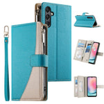 Portafoglio multi-carta con cerniera e cinturino corto, cuciture a vista, custodia per telefono in pelle con cinturino corto., For Samsung Galaxy A25 5G, For Samsung Galaxy A24 4G, For Samsung Galaxy A23 4G / 5G / M13 4G / M23                          ...
