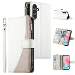 Portafoglio multi-carta con cerniera e cinturino corto, cuciture a vista, custodia per telefono in pelle con cinturino corto., For Samsung Galaxy A25 5G, For Samsung Galaxy A24 4G, For Samsung Galaxy A23 4G / 5G / M13 4G / M23                          ...