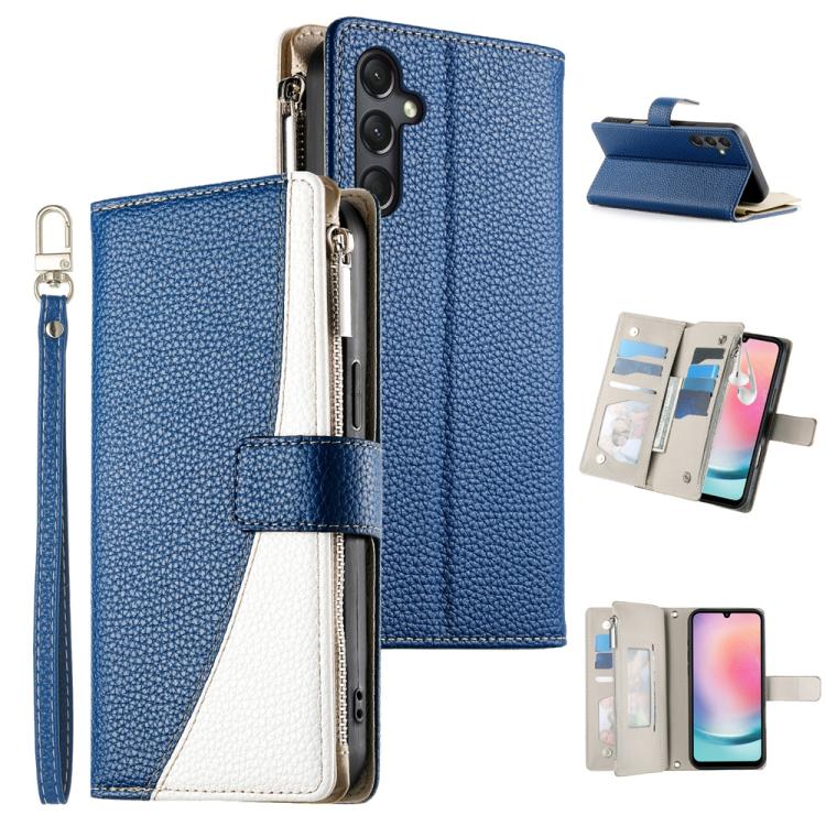 Portafoglio multi-carta con cerniera e cinturino corto, cuciture a vista, custodia per telefono in pelle con cinturino corto., For Samsung Galaxy A25 5G, For Samsung Galaxy A24 4G, For Samsung Galaxy A23 4G / 5G / M13 4G / M23                          ...