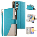 Portafoglio multi-carta con cerniera e cinturino corto, cuciture a vista, custodia per telefono in pelle con cinturino corto., For Samsung Galaxy A25 5G, For Samsung Galaxy A24 4G, For Samsung Galaxy A23 4G / 5G / M13 4G / M23                          ...