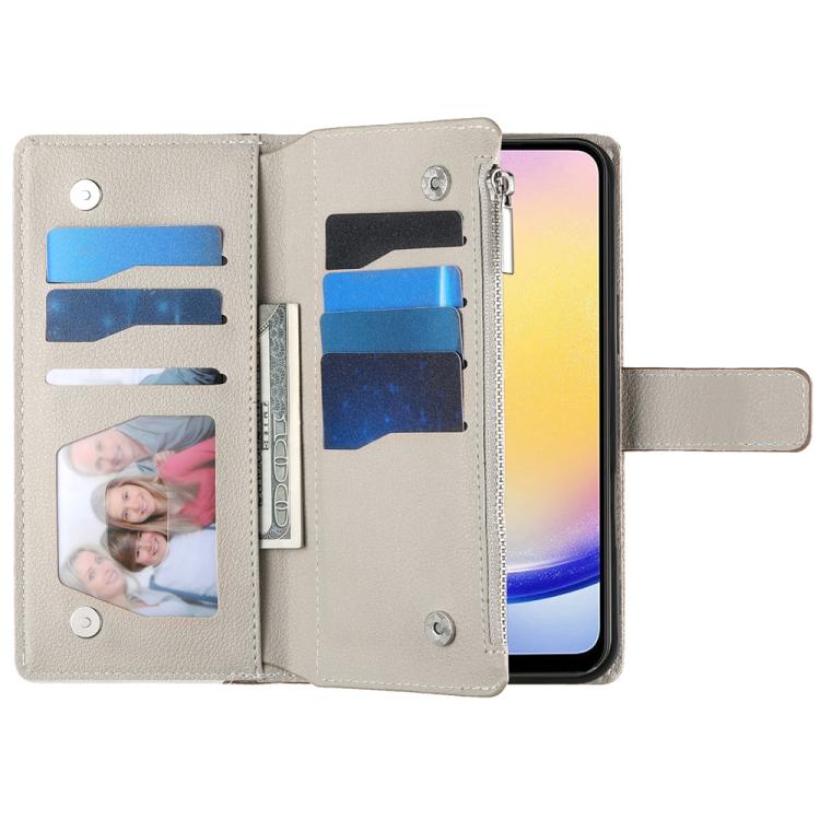 Portafoglio multi-carta con cerniera e cinturino corto, cuciture a vista, custodia per telefono in pelle con cinturino corto., For Samsung Galaxy A25 5G, For Samsung Galaxy A24 4G, For Samsung Galaxy A23 4G / 5G / M13 4G / M23                          ...
