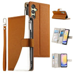 Portafoglio multi-carta con cerniera e cinturino corto, cuciture a vista, custodia per telefono in pelle con cinturino corto., For Samsung Galaxy A25 5G, For Samsung Galaxy A24 4G, For Samsung Galaxy A23 4G / 5G / M13 4G / M23                          ...