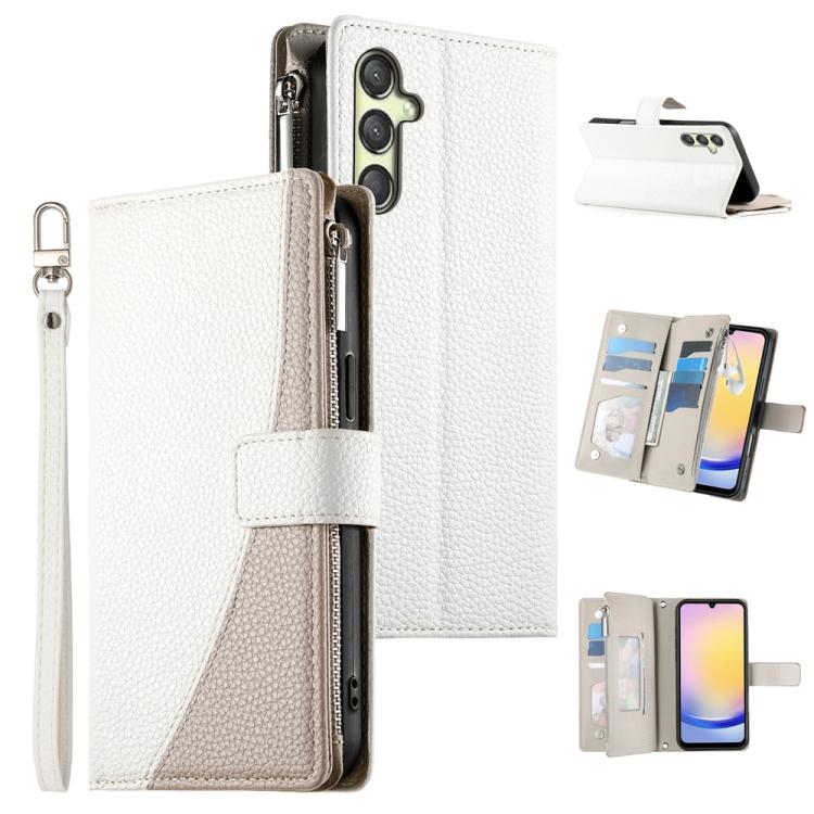Portafoglio multi-carta con cerniera e cinturino corto, cuciture a vista, custodia per telefono in pelle con cinturino corto., For Samsung Galaxy A25 5G, For Samsung Galaxy A24 4G, For Samsung Galaxy A23 4G / 5G / M13 4G / M23                          ...