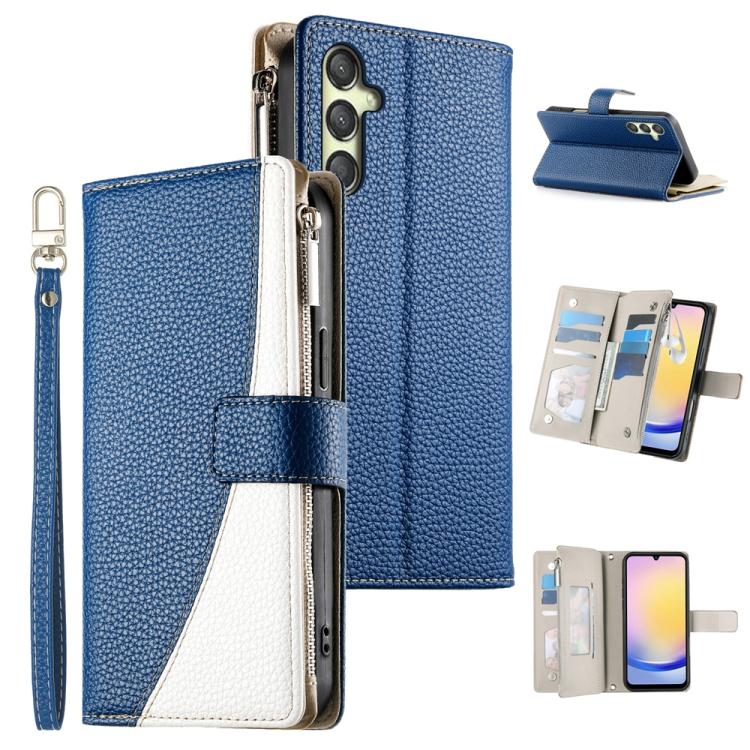 Portafoglio multi-carta con cerniera e cinturino corto, cuciture a vista, custodia per telefono in pelle con cinturino corto., For Samsung Galaxy A25 5G, For Samsung Galaxy A24 4G, For Samsung Galaxy A23 4G / 5G / M13 4G / M23                          ...