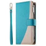 Portafoglio multi-carta con cerniera e cinturino corto, cuciture a vista, custodia per telefono in pelle con cinturino corto., For Samsung Galaxy A32 5G