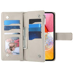 Portafoglio multi-carta con cerniera e cinturino corto, cuciture a vista, custodia per telefono in pelle con cinturino corto., For Samsung Galaxy A32 5G