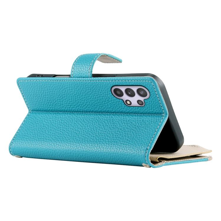 Portafoglio multi-carta con cerniera e cinturino corto, cuciture a vista, custodia per telefono in pelle con cinturino corto., For Samsung Galaxy A32 5G