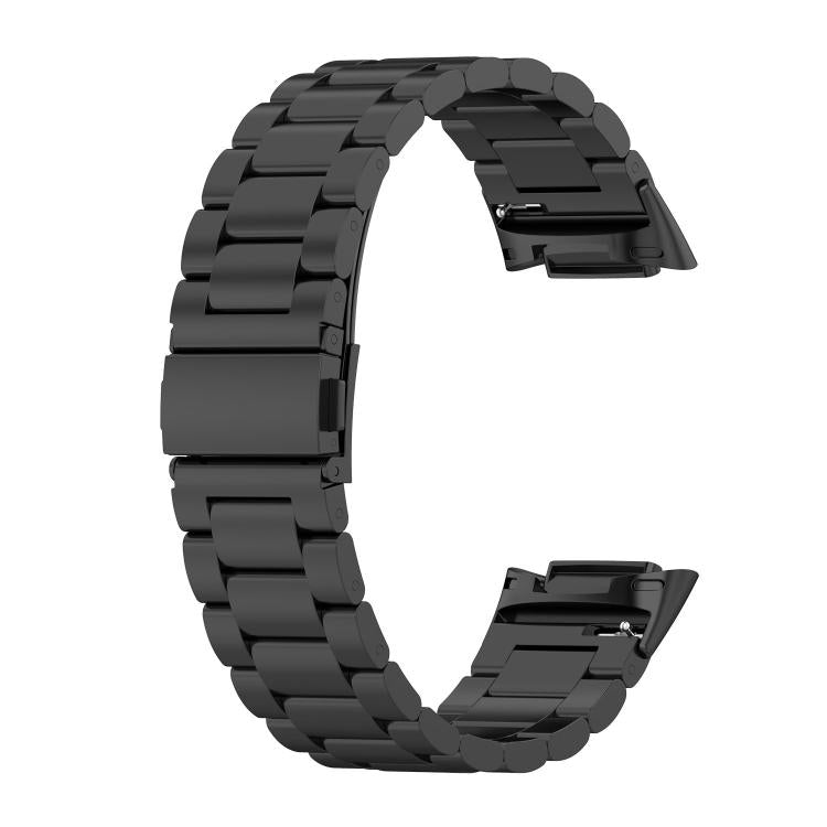 Cinturino per orologio in lega di titanio con fibbia piatta a tre perline., For Fitbit Charge 6 / 5, For Fitbit Versa 4 / 3 / Sense / Sense 2, For Fitbit Charge 4 / 3