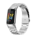 Cinturino per orologio in lega di titanio con fibbia piatta a tre perline., For Fitbit Charge 6 / 5, For Fitbit Versa 4 / 3 / Sense / Sense 2, For Fitbit Charge 4 / 3