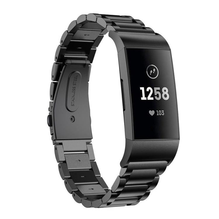Cinturino per orologio in lega di titanio con fibbia piatta a tre perline., For Fitbit Charge 6 / 5, For Fitbit Versa 4 / 3 / Sense / Sense 2, For Fitbit Charge 4 / 3