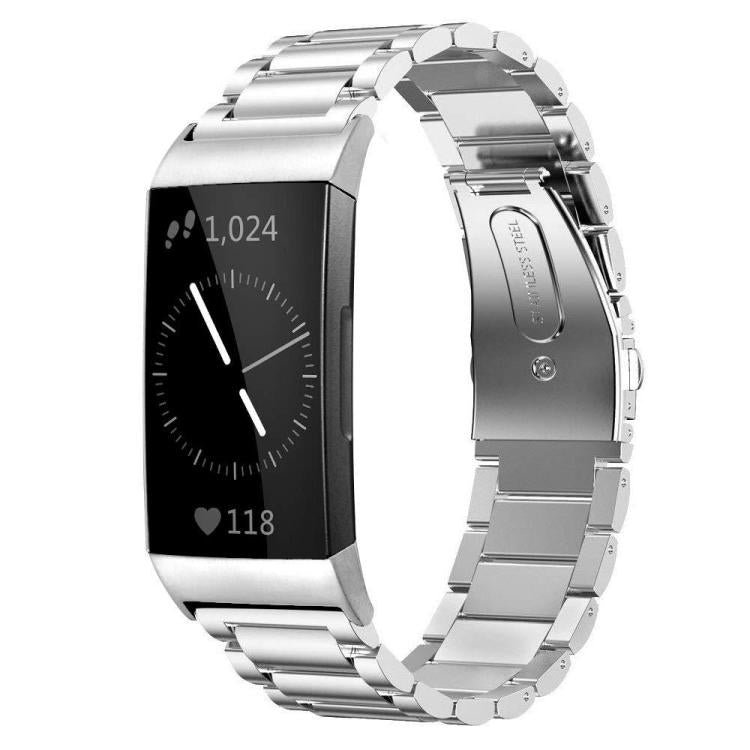 Cinturino per orologio in lega di titanio con fibbia piatta a tre perline., For Fitbit Charge 6 / 5, For Fitbit Versa 4 / 3 / Sense / Sense 2, For Fitbit Charge 4 / 3