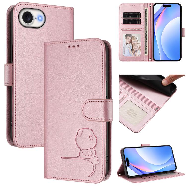 Custodia per telefono in pelle con logo Litter Panda in rilievo e protezione RFID, completa di cordino., For iPhone 17e / 16e, For iPhone 17 Pro Max, For iPhone 17 Pro, For iPhone 17