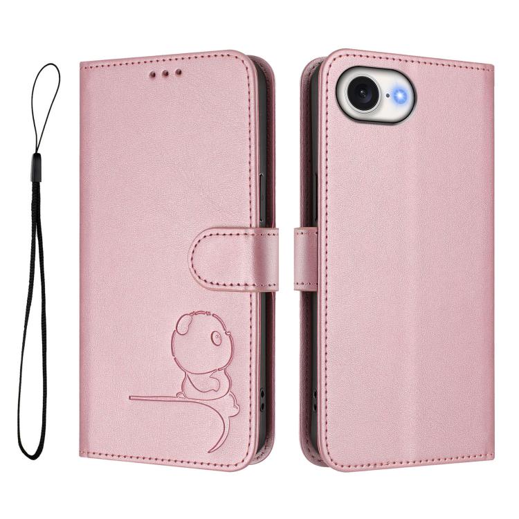 Custodia per telefono in pelle con logo Litter Panda in rilievo e protezione RFID, completa di cordino., For iPhone 17e / 16e, For iPhone 17 Pro Max, For iPhone 17 Pro, For iPhone 17