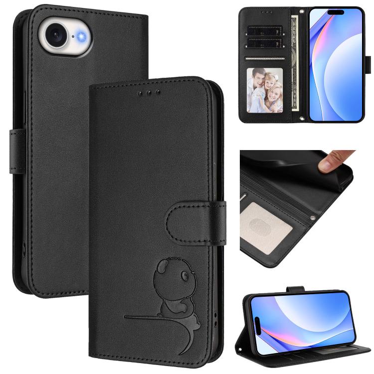 Custodia per telefono in pelle con logo Litter Panda in rilievo e protezione RFID, completa di cordino., For iPhone 17e / 16e, For iPhone 17 Pro Max, For iPhone 17 Pro, For iPhone 17