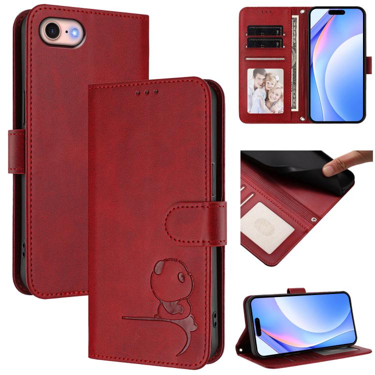 Custodia per telefono in pelle con logo Litter Panda in rilievo e protezione RFID, completa di cordino., For iPhone 14 Pro Max, For iPhone SE 2022 / 2020 / 8 / 7, For iPhone 13 Pro Max, For iPhone 13 Pro