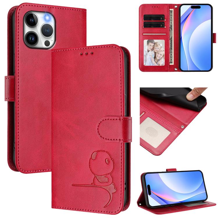 Custodia per telefono in pelle con logo Litter Panda in rilievo e protezione RFID, completa di cordino., For iPhone 14 Pro Max, For iPhone SE 2022 / 2020 / 8 / 7, For iPhone 13 Pro Max, For iPhone 13 Pro