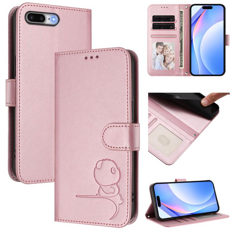 Custodia per telefono in pelle con logo Litter Panda in rilievo e protezione RFID, completa di cordino., For iPhone XR, For iPhone XS Max, For iPhone 8 Plus / 7 Plus