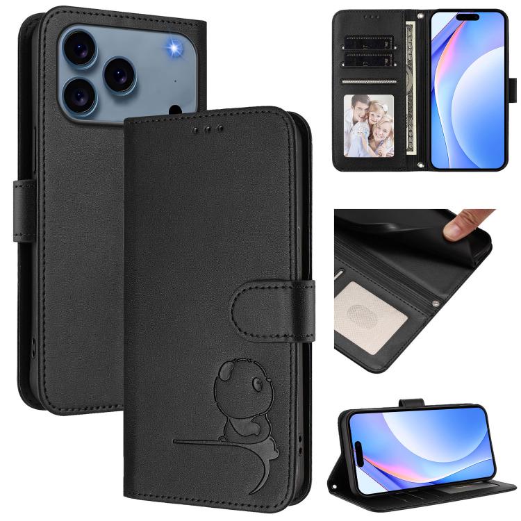 Custodia per telefono in pelle con logo Litter Panda in rilievo e protezione RFID, completa di cordino., For iPhone 17e / 16e, For iPhone 17 Pro Max, For iPhone 17 Pro, For iPhone 17