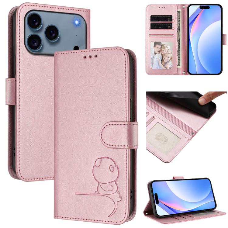 Custodia per telefono in pelle con logo Litter Panda in rilievo e protezione RFID, completa di cordino., For iPhone 17e / 16e, For iPhone 17 Pro Max, For iPhone 17 Pro, For iPhone 17