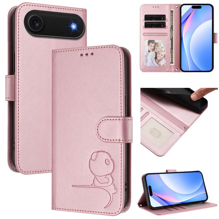 Custodia per telefono in pelle con logo Litter Panda in rilievo e protezione RFID, completa di cordino., For iPhone Air, For iPhone 16 Pro Max, For iPhone 16 Pro, For iPhone 16 Plus