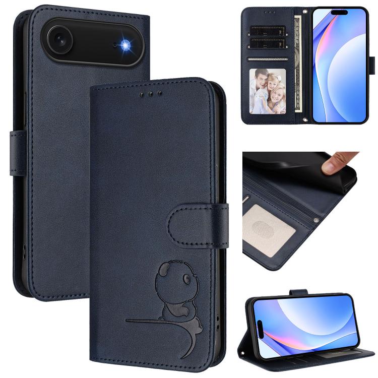 Custodia per telefono in pelle con logo Litter Panda in rilievo e protezione RFID, completa di cordino., For iPhone Air, For iPhone 16 Pro Max, For iPhone 16 Pro, For iPhone 16 Plus