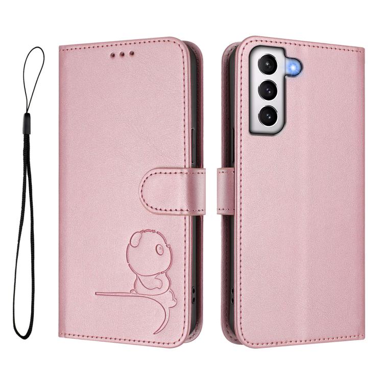 Custodia per telefono in pelle con logo Litter Panda in rilievo e protezione RFID, completa di cordino., For Samsung Galaxy S21 5G, For Samsung Galaxy S21+ 5G, For Samsung Galaxy S21 Ultra 5G