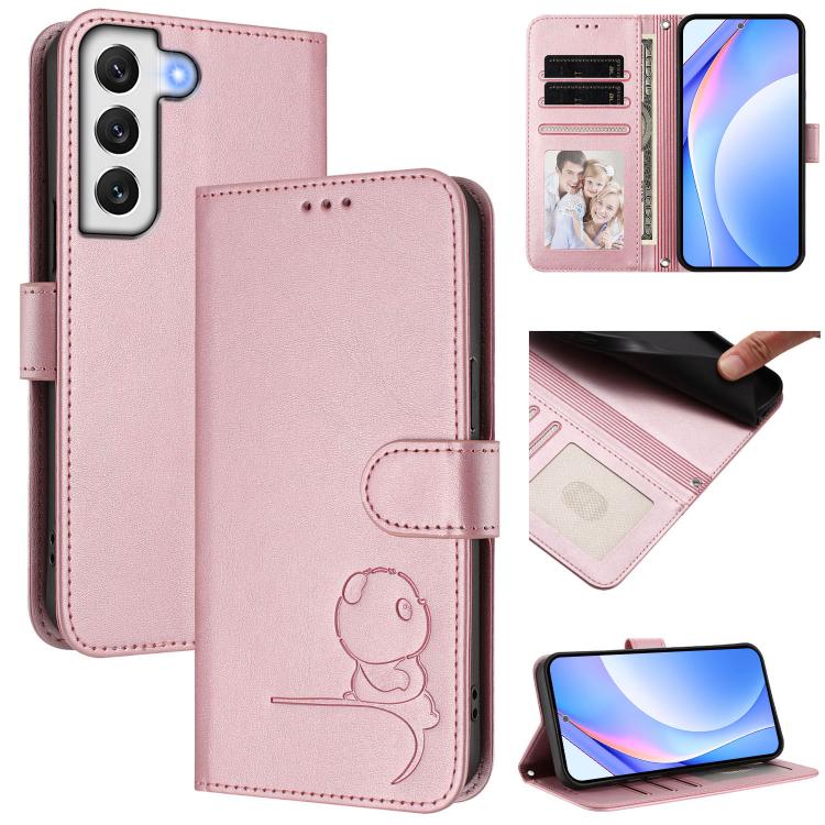 Custodia per telefono in pelle con logo Litter Panda in rilievo e protezione RFID, completa di cordino., For Samsung Galaxy S22 Ultra 5G, For Samsung Galaxy S22+ 5G, For Samsung Galaxy S22 5G, For Samsung Galaxy S21 FE 5G