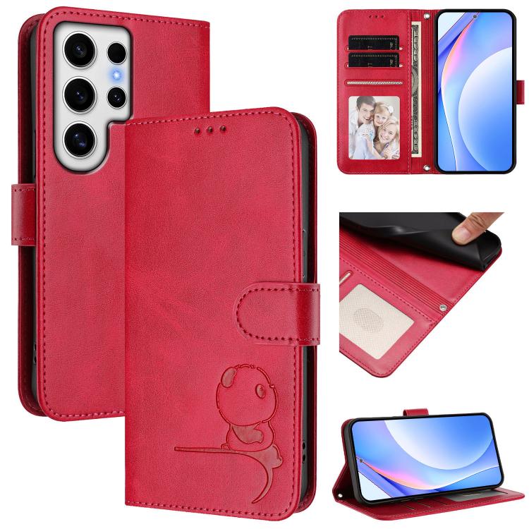Custodia per telefono in pelle con logo Litter Panda in rilievo e protezione RFID, completa di cordino., For Samsung Galaxy S25 Ultra 5G, For Samsung Galaxy S24 FE 5G, For Samsung Galaxy S24 Ultra 5G, For Samsung Galaxy S23 FE 5G