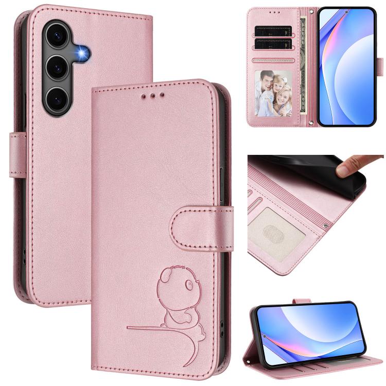 Custodia per telefono in pelle con logo Litter Panda in rilievo e protezione RFID, completa di cordino., For Samsung Galaxy S26 5G, For Samsung Galaxy S25 Edge 5G, For Samsung Galaxy S25 / S24 5G, For Samsung Galaxy S25+ / S24+ 5G