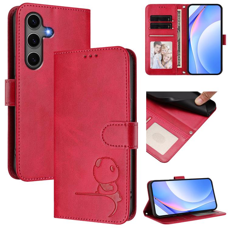 Custodia per telefono in pelle con logo Litter Panda in rilievo e protezione RFID, completa di cordino., For Samsung Galaxy S26 5G, For Samsung Galaxy S25 Edge 5G, For Samsung Galaxy S25 / S24 5G, For Samsung Galaxy S25+ / S24+ 5G