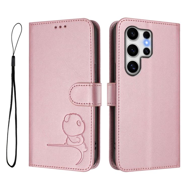Custodia per telefono in pelle con logo Litter Panda in rilievo e protezione RFID, completa di cordino., For Samsung Galaxy S25 Ultra 5G, For Samsung Galaxy S24 FE 5G, For Samsung Galaxy S24 Ultra 5G, For Samsung Galaxy S23 FE 5G