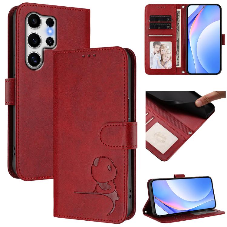 Custodia per telefono in pelle con logo Litter Panda in rilievo e protezione RFID, completa di cordino., For Samsung Galaxy S25 Ultra 5G, For Samsung Galaxy S24 FE 5G, For Samsung Galaxy S24 Ultra 5G, For Samsung Galaxy S23 FE 5G