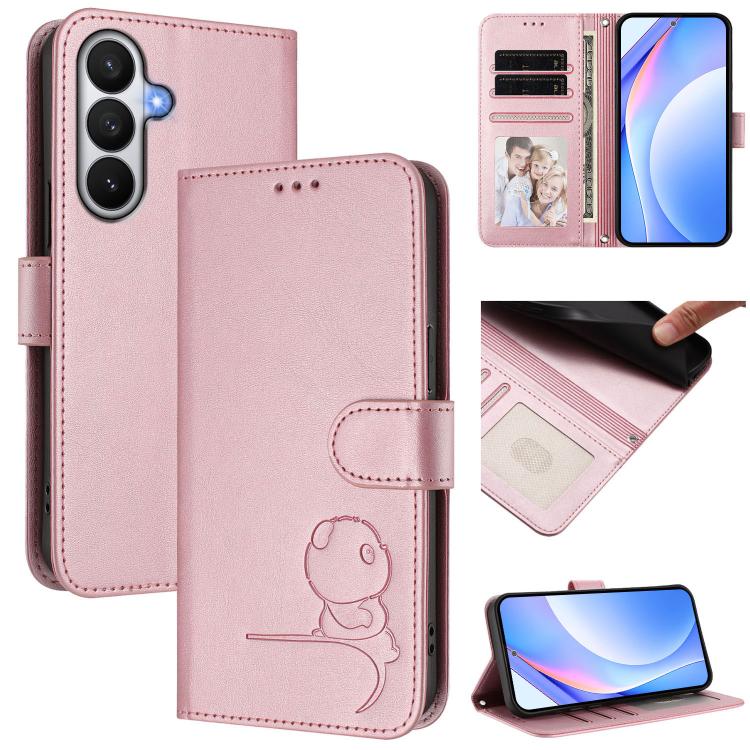Custodia per telefono in pelle con logo Litter Panda in rilievo e protezione RFID, completa di cordino., For Samsung Galaxy S26 5G, For Samsung Galaxy S25 Edge 5G, For Samsung Galaxy S25 / S24 5G, For Samsung Galaxy S25+ / S24+ 5G