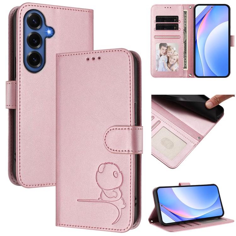 Custodia per telefono in pelle con logo Litter Panda in rilievo e protezione RFID, completa di cordino., For Galaxy S26 FE 5G, For Samsung Galaxy S26+ 5G, For Samsung Galaxy S26 Edge 5G, For Samsung Galaxy S26 Ultra 5G