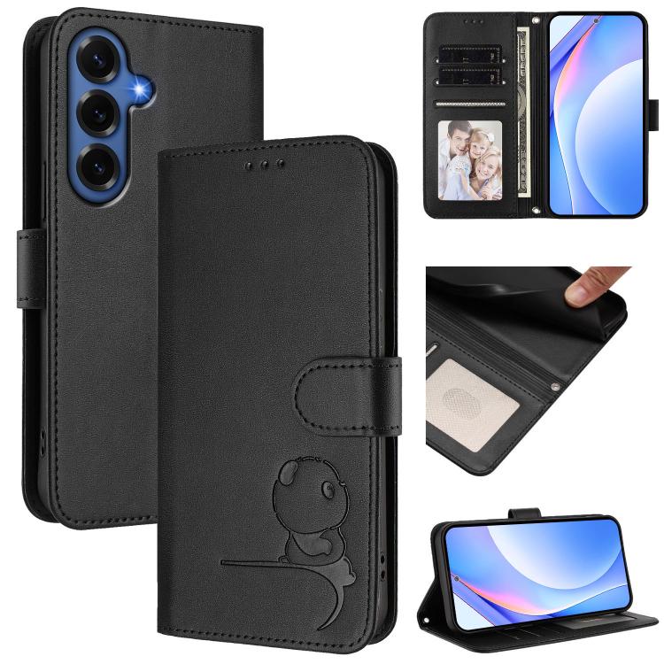Custodia per telefono in pelle con logo Litter Panda in rilievo e protezione RFID, completa di cordino., For Galaxy S26 FE 5G, For Samsung Galaxy S26+ 5G, For Samsung Galaxy S26 Edge 5G, For Samsung Galaxy S26 Ultra 5G