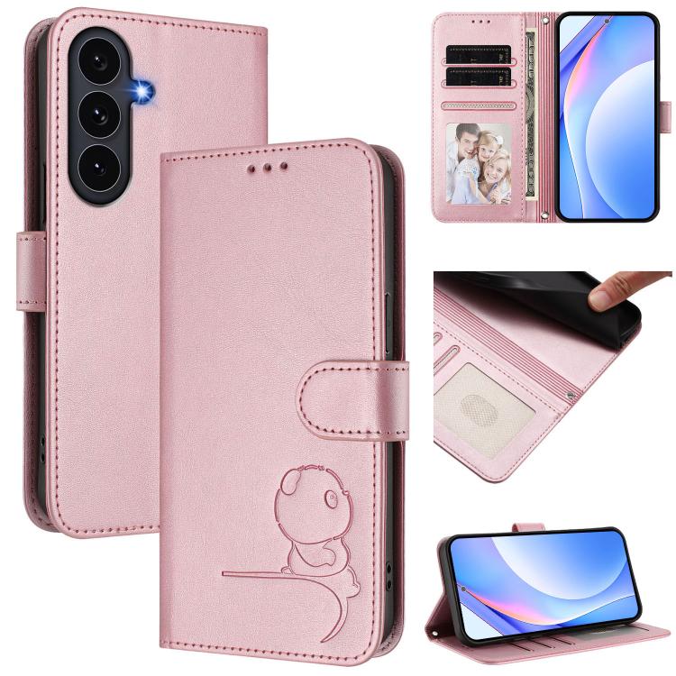 Custodia per telefono in pelle con logo Litter Panda in rilievo e protezione RFID, completa di cordino., For Galaxy S26 FE 5G, For Samsung Galaxy S26+ 5G, For Samsung Galaxy S26 Edge 5G, For Samsung Galaxy S26 Ultra 5G