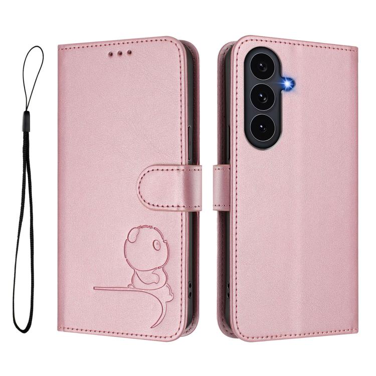 Custodia per telefono in pelle con logo Litter Panda in rilievo e protezione RFID, completa di cordino., For Galaxy S26 FE 5G, For Samsung Galaxy S26+ 5G, For Samsung Galaxy S26 Edge 5G, For Samsung Galaxy S26 Ultra 5G