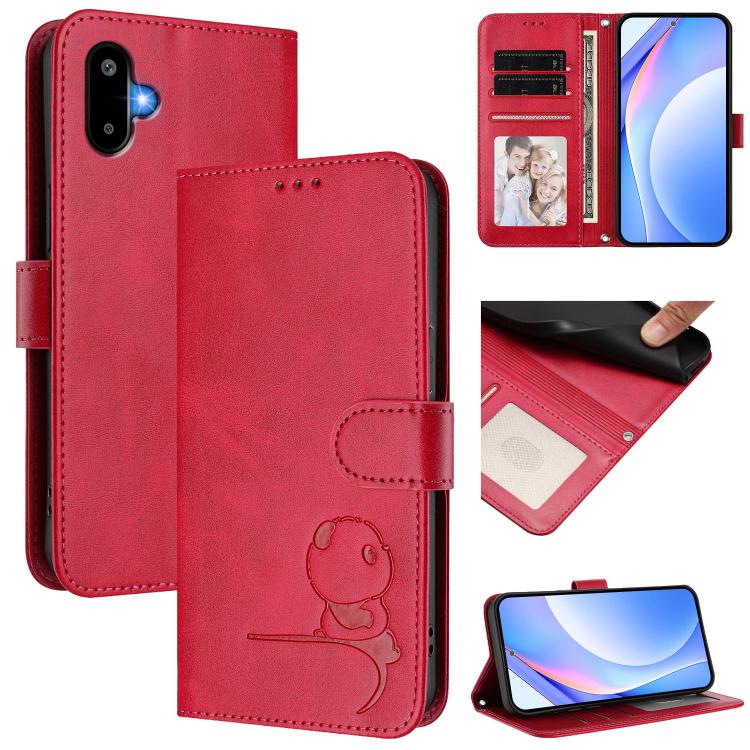 Custodia per telefono in pelle con logo Litter Panda in rilievo e protezione RFID, completa di cordino., For Samsung Galaxy M56 5G, For Samsung Galaxy F16 5G / M16 5G, For Samsung Galaxy F06 5G / M06 5G, For Samsung Galaxy M35 5G