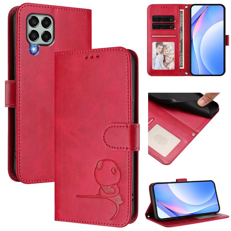 Custodia per telefono in pelle con logo Litter Panda in rilievo e protezione RFID, completa di cordino., For Samsung Galaxy M53 5G, For Samsung Galaxy M33 5G, For Samsung Galaxy M62 / F62 4G