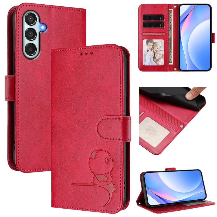 Custodia per telefono in pelle con logo Litter Panda in rilievo e protezione RFID, completa di cordino., For Samsung Galaxy M56 5G, For Samsung Galaxy F16 5G / M16 5G, For Samsung Galaxy F06 5G / M06 5G, For Samsung Galaxy M35 5G
