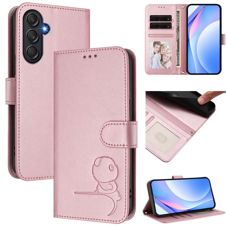Custodia per telefono in pelle con logo Litter Panda in rilievo e protezione RFID, completa di cordino., For Samsung Galaxy M55 / C55 5G, For Samsung Galaxy XCover7 Pro, For Samsung Galaxy M15 5G / F15 5G, For Samsung Galaxy XCover7