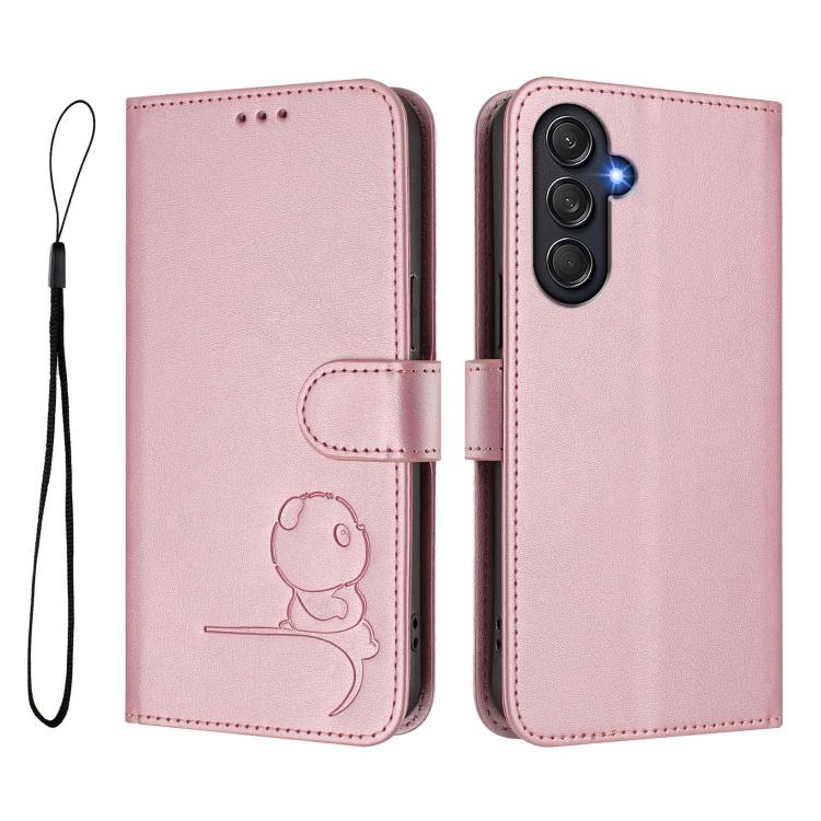 Custodia per telefono in pelle con logo Litter Panda in rilievo e protezione RFID, completa di cordino., For Samsung Galaxy M55 / C55 5G, For Samsung Galaxy XCover7 Pro, For Samsung Galaxy M15 5G / F15 5G, For Samsung Galaxy XCover7