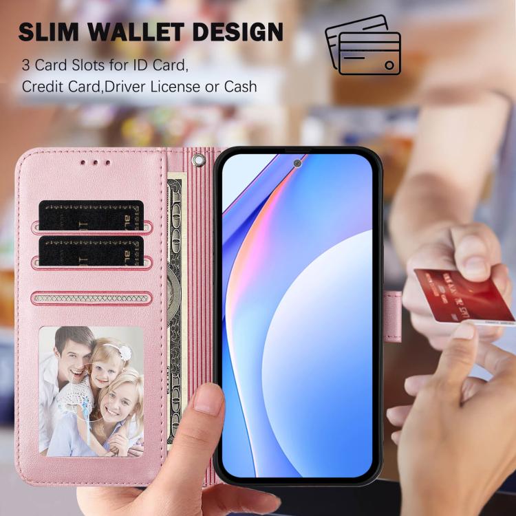 Custodia per telefono in pelle con logo Litter Panda in rilievo e protezione RFID, completa di cordino., For Samsung Galaxy M55 / C55 5G, For Samsung Galaxy XCover7 Pro, For Samsung Galaxy M15 5G / F15 5G, For Samsung Galaxy XCover7