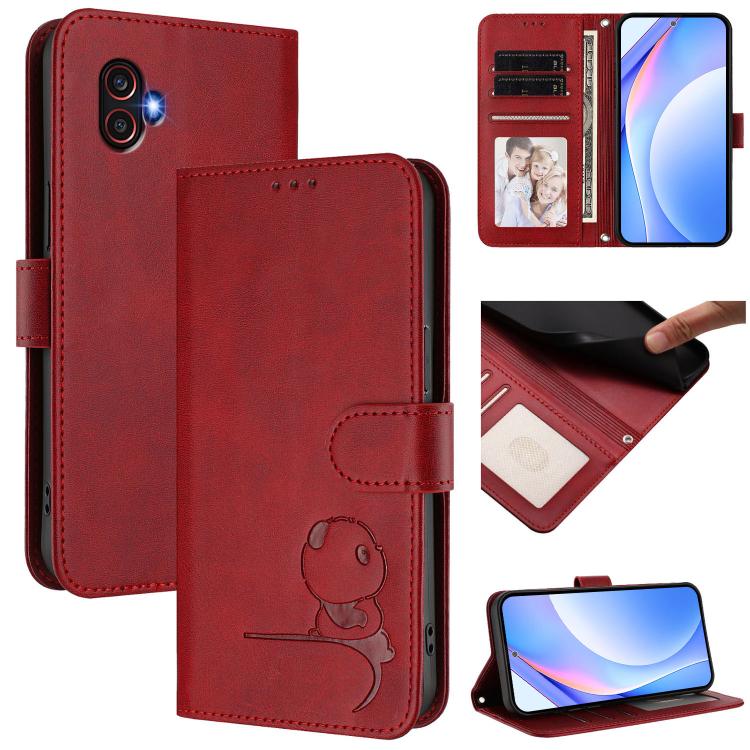 Custodia per telefono in pelle con logo Litter Panda in rilievo e protezione RFID, completa di cordino., For Samsung Galaxy M34 5G / F34 5G, For Samsung Galaxy M54 5G / F54 5G, For Samsung Galaxy M14 5G, For Samsung Galaxy XCover6 Pro