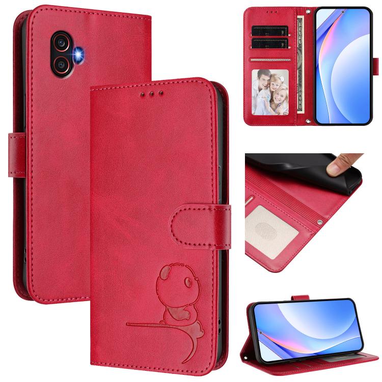 Custodia per telefono in pelle con logo Litter Panda in rilievo e protezione RFID, completa di cordino., For Samsung Galaxy M34 5G / F34 5G, For Samsung Galaxy M54 5G / F54 5G, For Samsung Galaxy M14 5G, For Samsung Galaxy XCover6 Pro