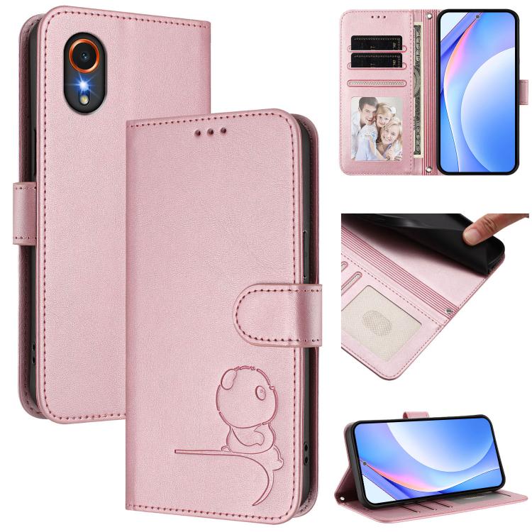 Custodia per telefono in pelle con logo Litter Panda in rilievo e protezione RFID, completa di cordino., For Samsung Galaxy M55 / C55 5G, For Samsung Galaxy XCover7 Pro, For Samsung Galaxy M15 5G / F15 5G, For Samsung Galaxy XCover7
