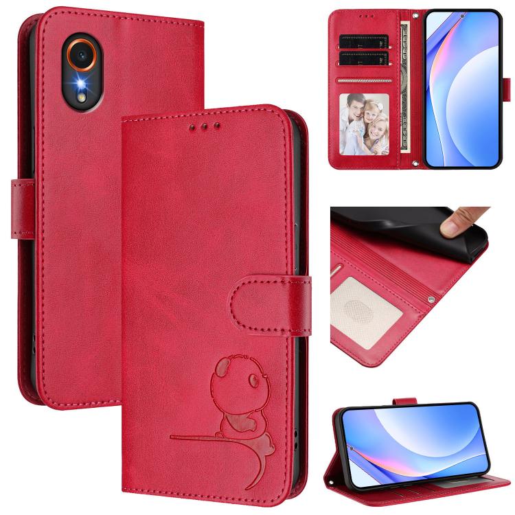 Custodia per telefono in pelle con logo Litter Panda in rilievo e protezione RFID, completa di cordino., For Samsung Galaxy M55 / C55 5G, For Samsung Galaxy XCover7 Pro, For Samsung Galaxy M15 5G / F15 5G, For Samsung Galaxy XCover7